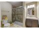 Clean bathroom with shower, toilet and vanity at 16616 E Palisades Blvd # 206, Fountain Hills, AZ 85268