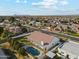 This aerial view showcases the property's pool, spacious backyard, and the surrounding neighborhood at 1743 E Menlo St, Mesa, AZ 85203