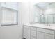 Modern bathroom boasts double sinks and white cabinets at 17814 W Carol Ave, Waddell, AZ 85355