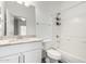 Clean bathroom featuring a shower-tub combination with a white vanity and neutral countertop at 22125 N 29Th Ave # 127, Phoenix, AZ 85027