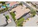 Aerial view highlighting the home's backyard, including a basketball court and landscaping at 2915 E Constance Way, Phoenix, AZ 85042