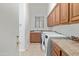 Laundry room with washer, dryer, and wood cabinets at 32032 N 52Nd Way, Cave Creek, AZ 85331