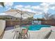 Inviting backyard pool with patio furniture and umbrella at 3519 E Red Oak Ln, Gilbert, AZ 85297