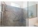 Walk-in shower with gray tile and grab bars at 3519 E Red Oak Ln, Gilbert, AZ 85297