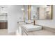 Bathroom with double sinks, decorative mirrors, pendant lighting, and a view of the shower and closet at 4215 S Willow Springs Trl, Gold Canyon, AZ 85118