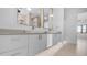 Stylish bathroom with double vanity, gold fixtures, and neutral countertops providing ample storage at 4215 S Willow Springs Trl, Gold Canyon, AZ 85118