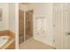 Bathroom with shower and tile flooring at 5350 E Deer Valley Dr # 4434, Phoenix, AZ 85054