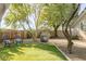 Relaxing backyard with hanging chair, mature trees, and grassy area at 7245 E Cambridge Ave, Scottsdale, AZ 85257