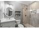 Modern bathroom with a glass shower and white vanity at 7245 E Cambridge Ave, Scottsdale, AZ 85257