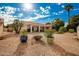 Spacious backyard with covered patio, desert landscaping, and mature plants at 10428 E Hercules Dr, Sun Lakes, AZ 85248