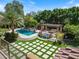 Luxury home with resort-style pool and lush landscaping at 11571 E Cochise Dr, Scottsdale, AZ 85259