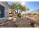Landscaped backyard with a bench and a view of the golf course at 19550 N Grayhawk Dr # 1124, Scottsdale, AZ 85255