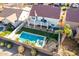Aerial view showing home with pool, spa, and trampoline in backyard at 2442 E Winged Foot Dr, Chandler, AZ 85249