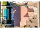 Aerial view showing home with pool, spa, and trampoline in backyard at 2442 E Winged Foot Dr, Chandler, AZ 85249