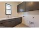 Laundry room with modern cabinetry and a window at 25572 N 119Th St, Scottsdale, AZ 85255