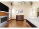 Bright bedroom with hardwood floors, large windows and ceiling fan at 6302 E Monte Cristo Ave, Scottsdale, AZ 85254