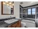 Modern bathroom with granite countertop and large shower at 1777 W Ocotillo Rd # 23, Chandler, AZ 85248