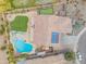 House with pool and backyard, aerial view at 3730 E Kingbird Pl, Chandler, AZ 85286