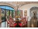 Formal dining room with a brick ceiling and mountain views at 42638 N Chiricahua Pass, Scottsdale, AZ 85262