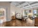 Spacious main bedroom with hardwood floors and fireplace at 42638 N Chiricahua Pass, Scottsdale, AZ 85262