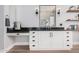 Elegant bathroom with a large vanity and dark countertops at 1211 W Sousa Ct, Anthem, AZ 85086