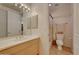 Bathroom with single vanity and shower/tub combo at 12238 E Poinsettia Dr, Scottsdale, AZ 85259