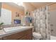 Clean bathroom with granite vanity and shower/tub combo at 2256 W Lindner Ave # 25, Mesa, AZ 85202