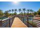 Wooden footbridge over a pond in a community with palm trees and upscale homes at 2780 S Equestrian Dr # 102, Gilbert, AZ 85295