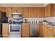 Modern kitchen with stainless steel appliances and wood cabinets at 310 N 65Th St # 9, Mesa, AZ 85205