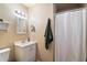 Simple bathroom with white vanity and shower at 6437 E Cypress St, Scottsdale, AZ 85257