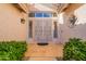 Closeup of the decorative front door at 8732 W Rockwood Dr, Peoria, AZ 85382