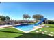 Stunning pool with spa, slide, and artificial turf at 12079 E Cortez Dr, Scottsdale, AZ 85259