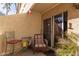 Private patio with seating and access to unit at 1331 W Baseline Rd # 251, Mesa, AZ 85202