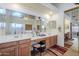 Double vanity bathroom with soaking tub and separate shower at 16364 W Roosevelt St, Goodyear, AZ 85338
