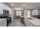 Open kitchen with island, stainless appliances, and white cabinets at 2734 E Birchwood Pl, Chandler, AZ 85249