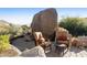 Secluded patio seating area with stunning desert views at 14597 E Corrine Dr, Scottsdale, AZ 85259