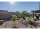 Landscaped backyard with desert plants and a rock border at 18147 W Sandy Rd, Goodyear, AZ 85338