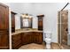 Elegant bathroom with granite vanity and walk-in shower at 28602 N 58Th St, Cave Creek, AZ 85331