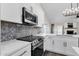 Modern kitchen with white cabinets and patterned backsplash at 3101 W Topeka Dr, Phoenix, AZ 85027