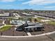 A high angle view of the community center, pool, playground, and green space in a new construction neighborhood at 3201 E Hayden Rose Ave, San Tan Valley, AZ 85143