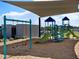 Community playground featuring slides, swings and climbing structures with overhead shade canopy at 3201 E Hayden Rose Ave, San Tan Valley, AZ 85143