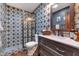 Bathroom with star patterned tile and walk-in shower at 7258 E Manzanita Dr, Scottsdale, AZ 85258