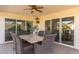 Outdoor patio with seating area and ceiling fan at 8602 E San Alfredo Dr, Scottsdale, AZ 85258