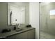 Clean bathroom with concrete vanity and shower at 10784 E Pinnacle Peak Rd, Scottsdale, AZ 85255