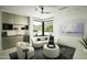 Cozy sitting area with curved sofa and a window showing the view at 10784 E Pinnacle Peak Rd, Scottsdale, AZ 85255