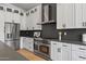 Modern kitchen with white cabinets, stainless steel appliances, and a dark-colored island at 14035 E Sahuaro Dr, Scottsdale, AZ 85259