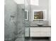 Contemporary bathroom with a large shower and floating vanity at 4129 E Sandy Mountain Rd, Paradise Valley, AZ 85253