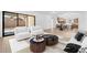 Bright living room with modern furniture, neutral color palette, and access to the backyard at 42103 N Cutbow Trl, San Tan Valley, AZ 85140