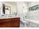Beautiful bathroom with marble accents, granite counters, and modern fixtures at 7929 N 55Th St, Paradise Valley, AZ 85253