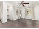 Bedroom featuring hardwood flooring, ceiling fan, and window to outdoors at 7929 N 55Th St, Paradise Valley, AZ 85253